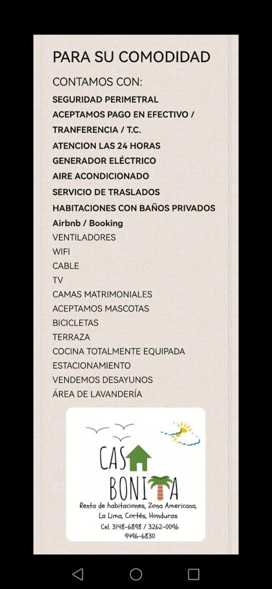 Hotel Casa Bonita La Lima San Pedro Sula Eksteriør billede